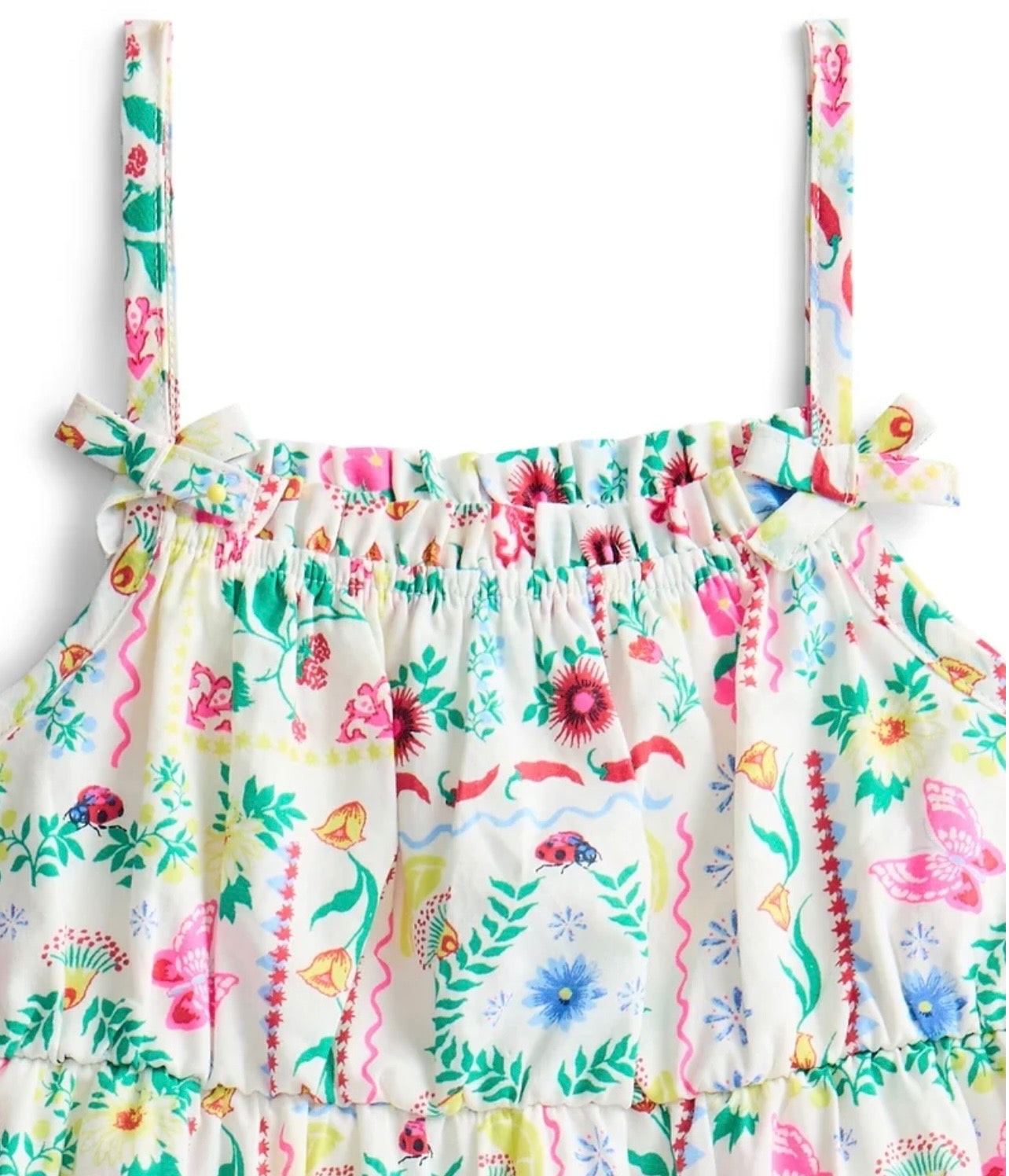 Girls Colorful Floral Tiered Dress