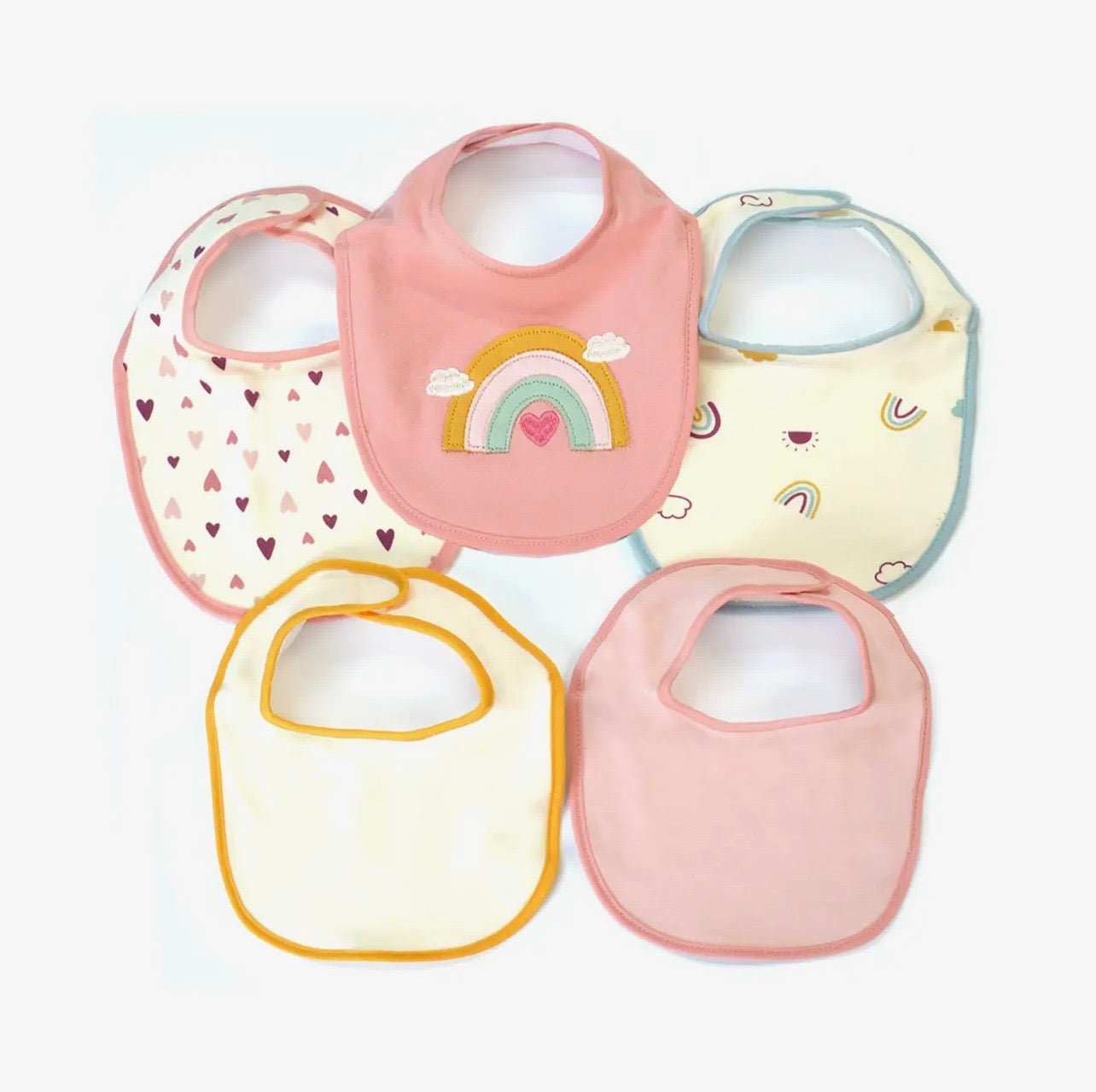 5-Pack Baby Bibs – Neutral rainbow
