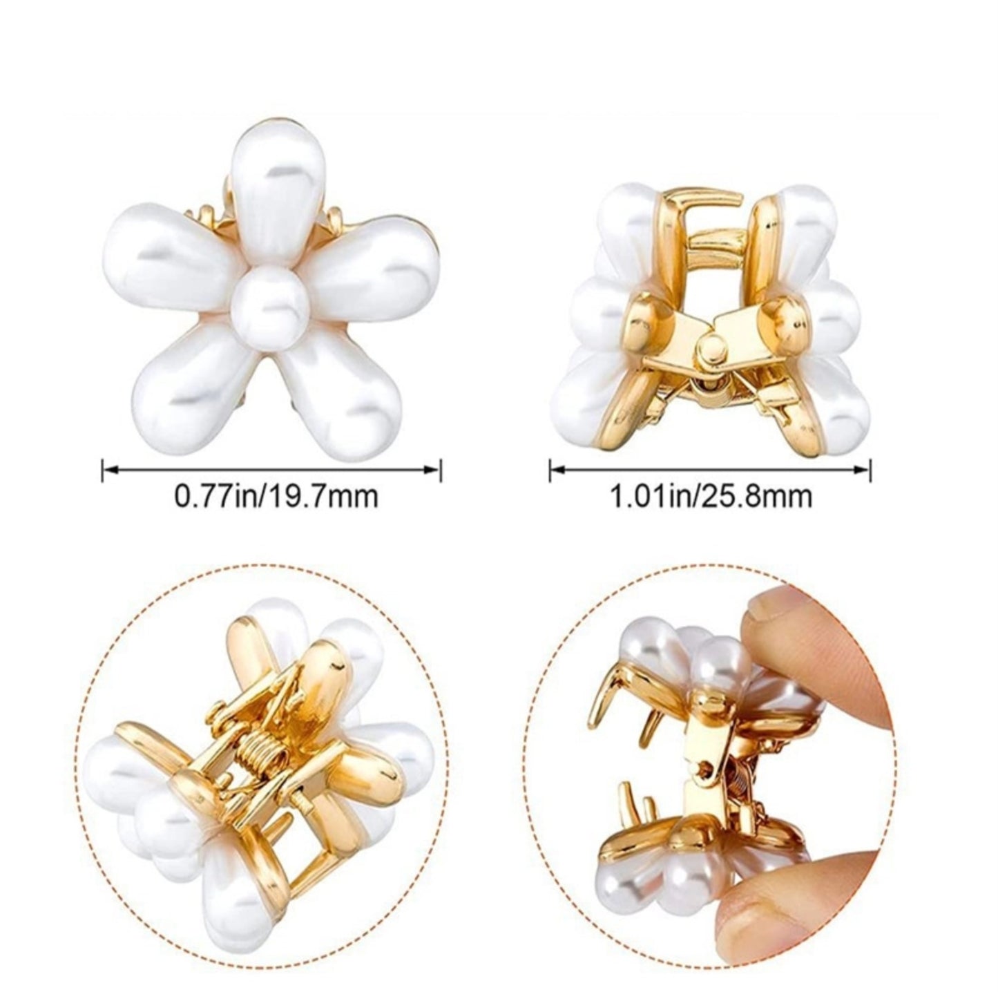10-pack Kids/Toddler Literary Retro Pearl Flower-Shaped Clip