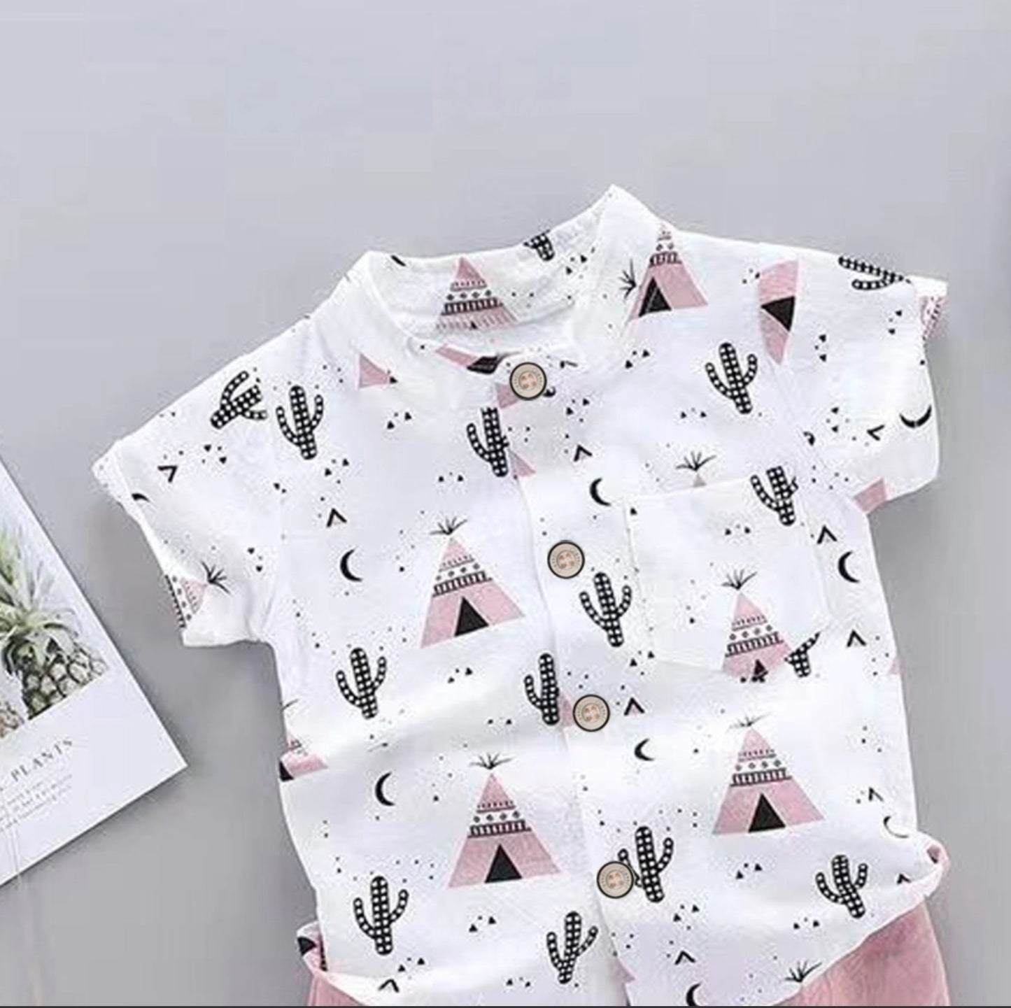 Baby Cactus Print Shirt & Pants Set