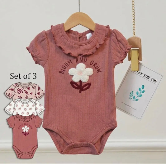 Floral Bodysuit Set - 3 Piece