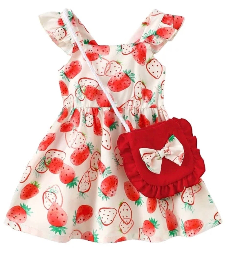 Strawberry Sweetheart Dress & Purse Set