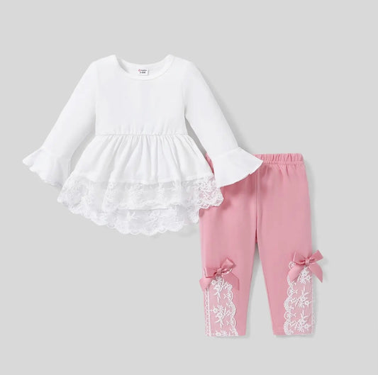Sweet Lace Bow Baby Girl Set