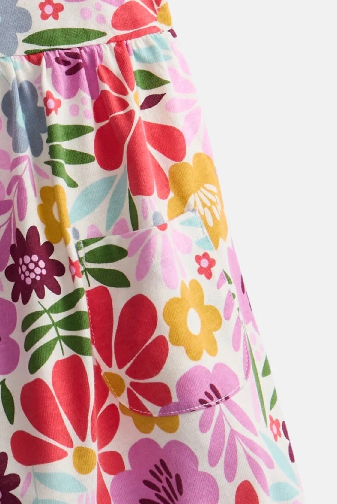 Girls Colorful Floral Pocket Dress