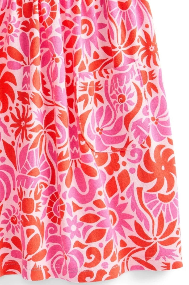 Pink Tropical Floral Pocket Dress