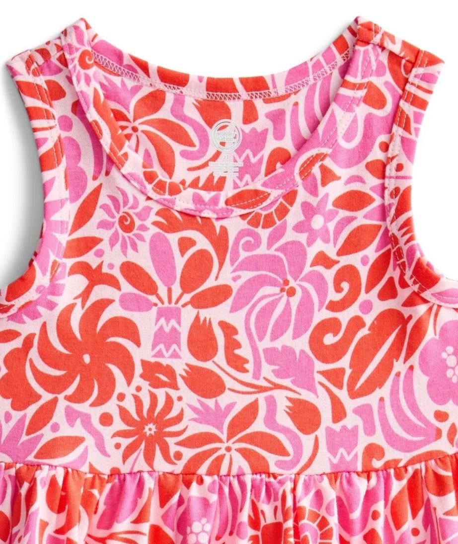 Pink Tropical Floral Pocket Dress
