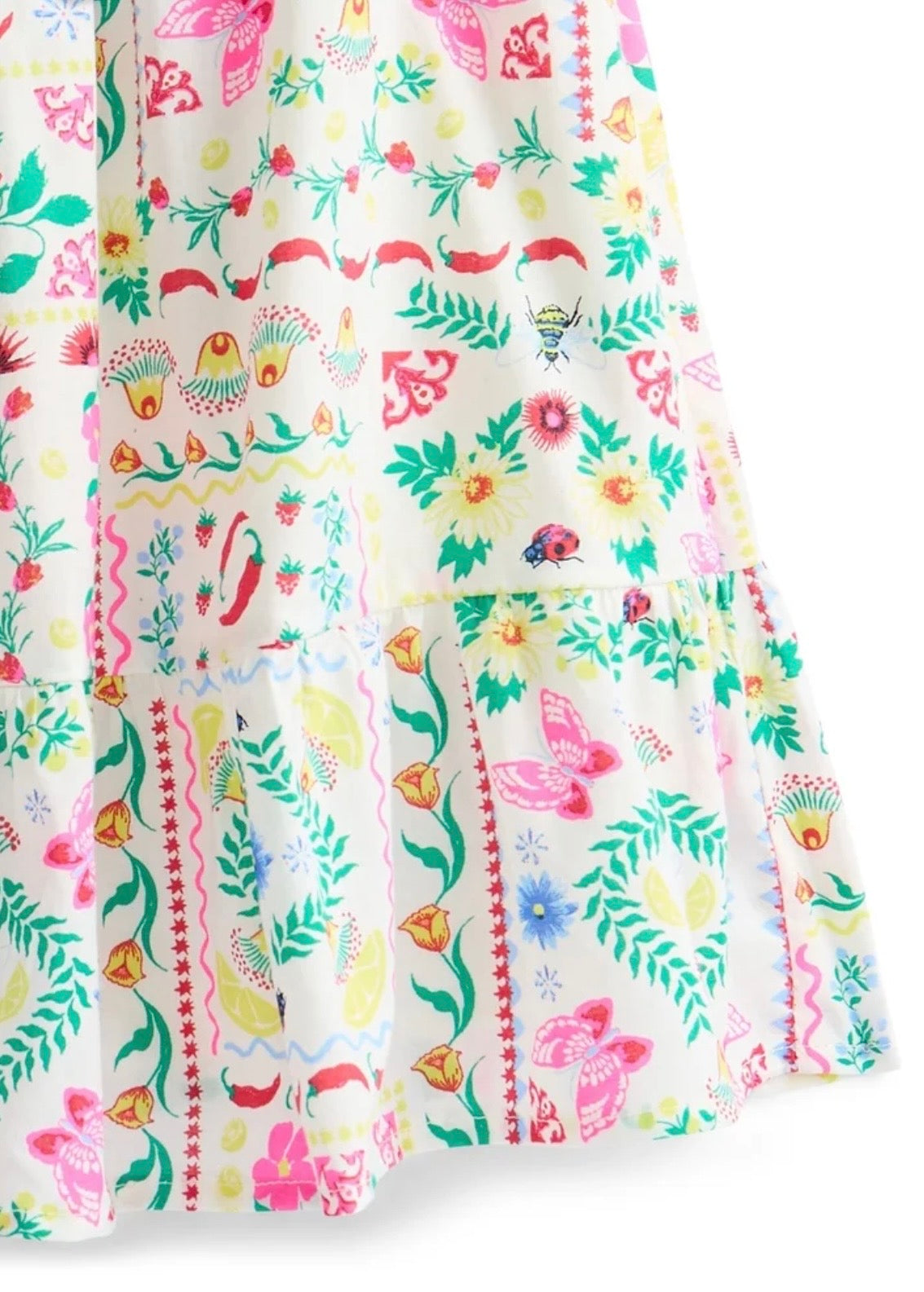 Girls Colorful Floral Tiered Dress