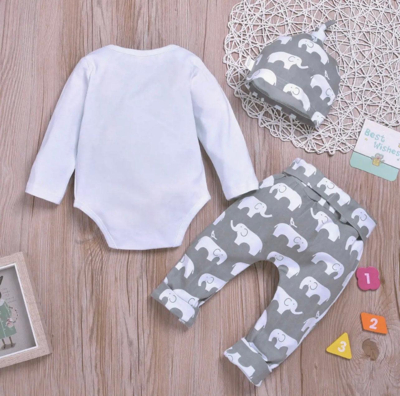 Little Peanut 3-Piece Baby Bodysuit, Pants & Hat Set