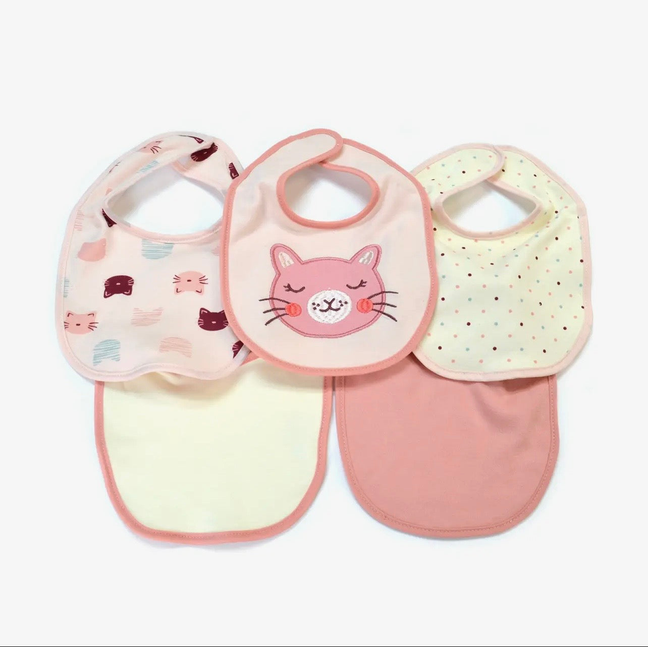 5-Pack Baby Bibs – Cat Design