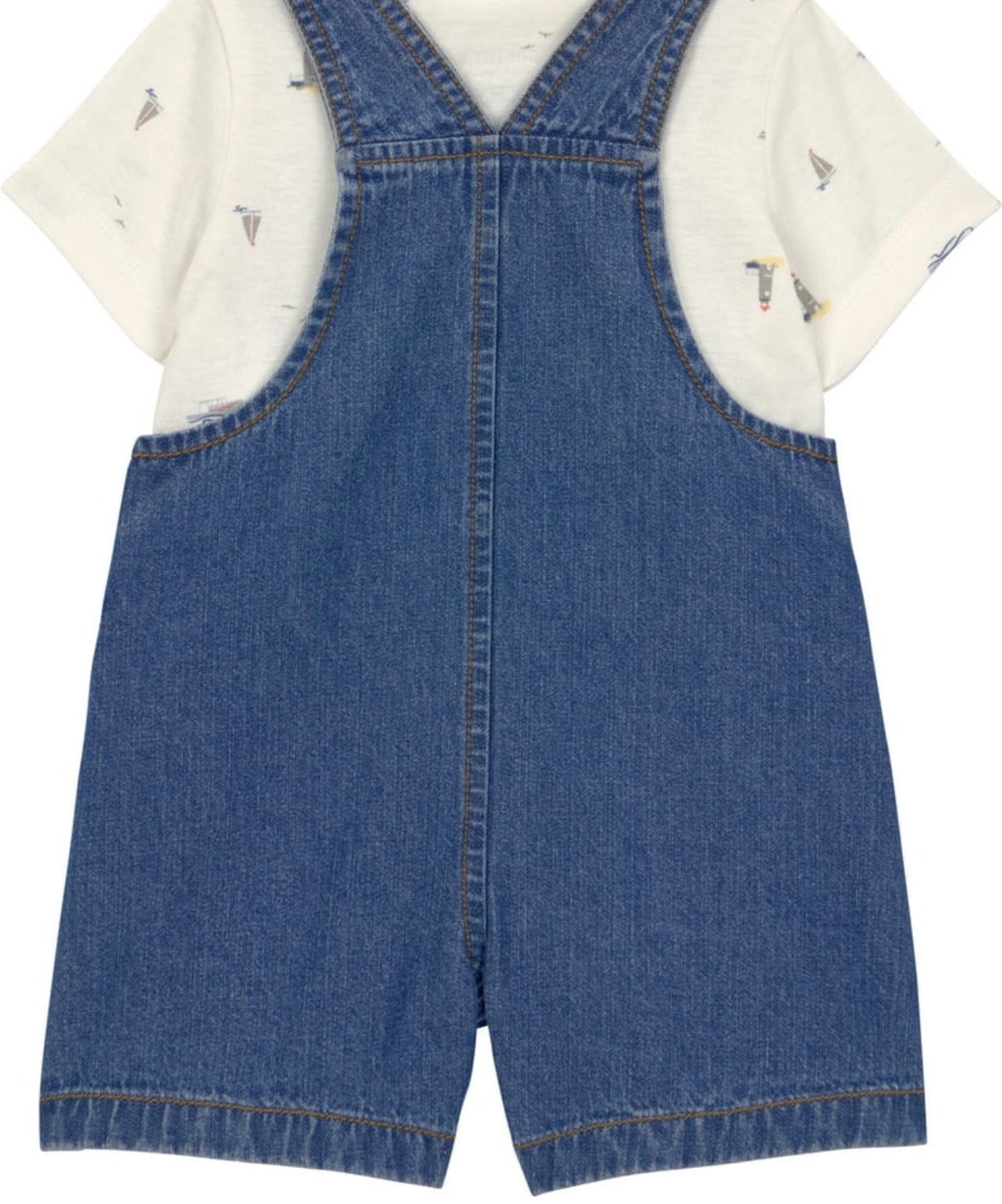 Denim Days 2-Piece Baby Boy Overall & T-Shirt Set