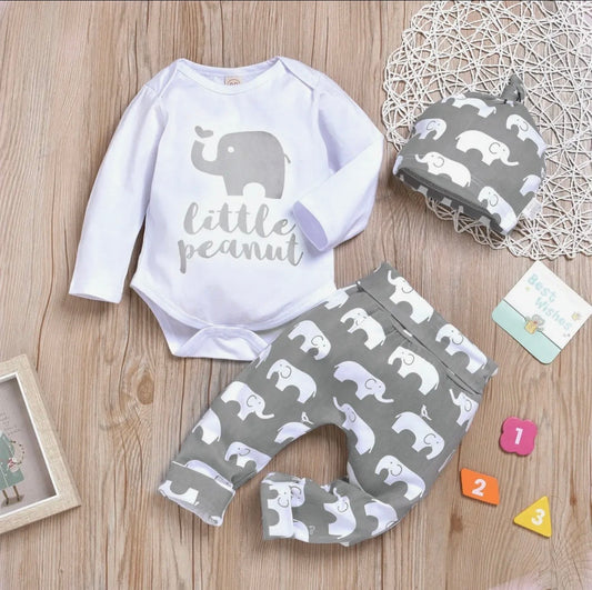 Little Peanut 3-Piece Baby Bodysuit, Pants & Hat Set