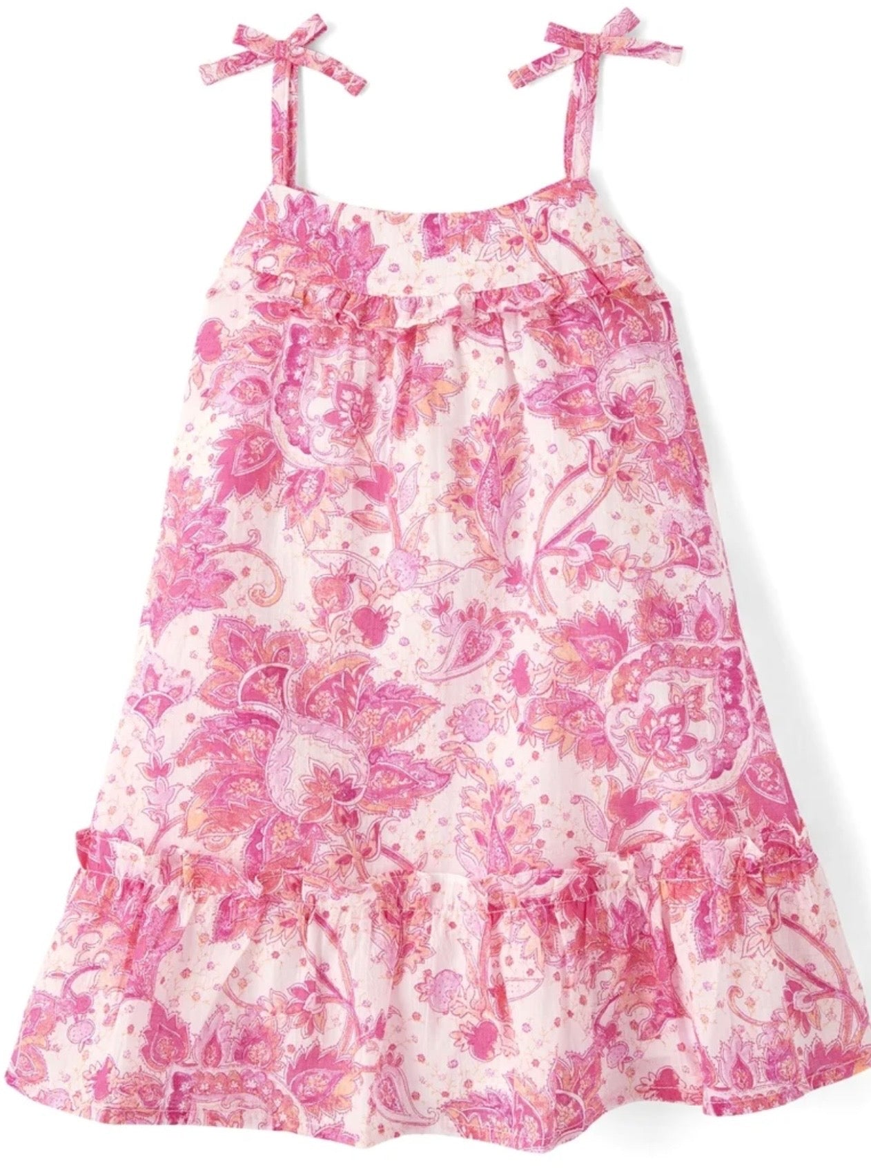 Pink Paisley Ruffle Dress