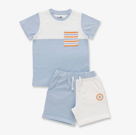 Color Block Toddler Set – Blue & White