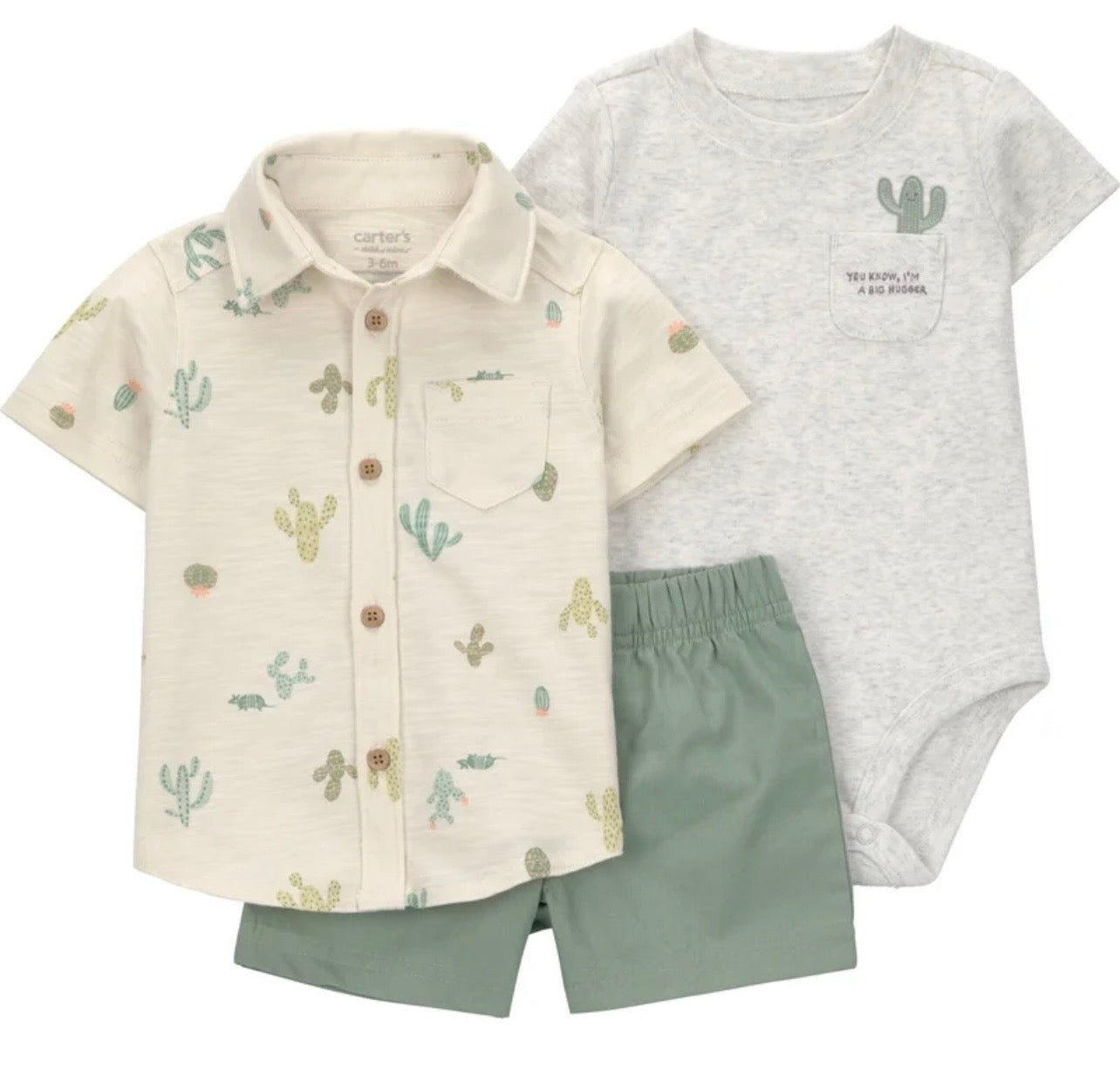 Western Cactus 3-Piece Baby Boy Outfit Set
