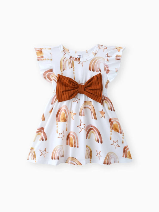 Donuts Print Flutter-Sleeve Dress
