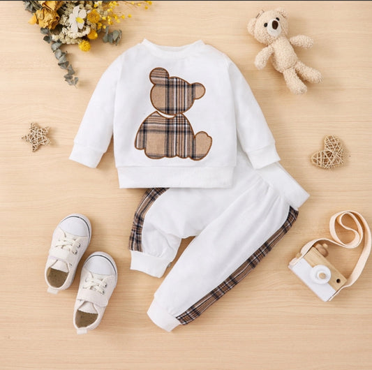 2pcs Baby Boy/Girl Bear Sweatshirt and Sweatpants Set
