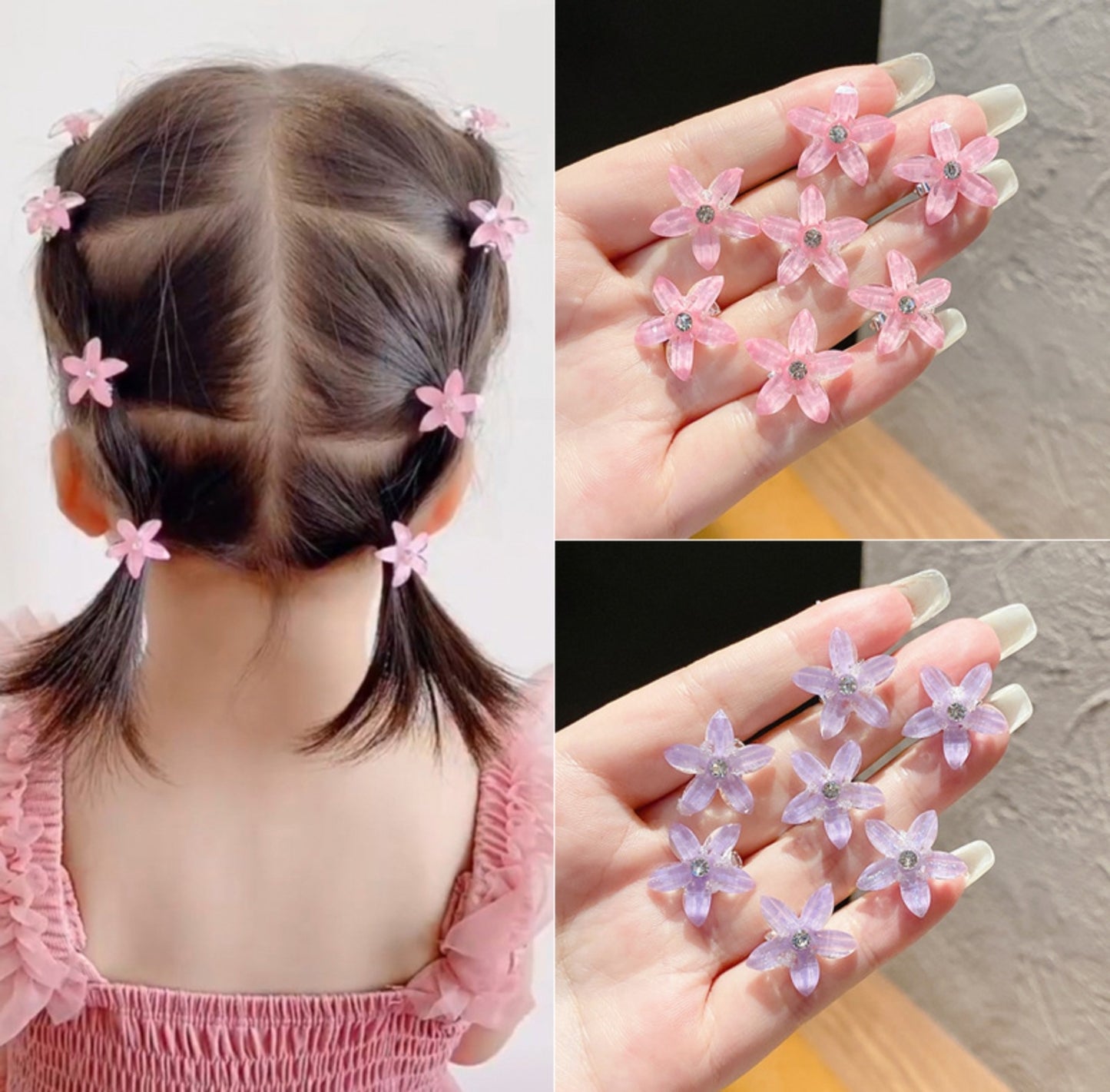 10-pack Kids/Toddler Literary Retro Pearl Flower-Shaped Clip