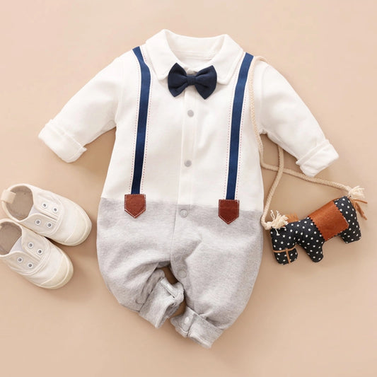 Baby Boy's Grace Faux-Two tone Jumpsuit in White/ Is grey