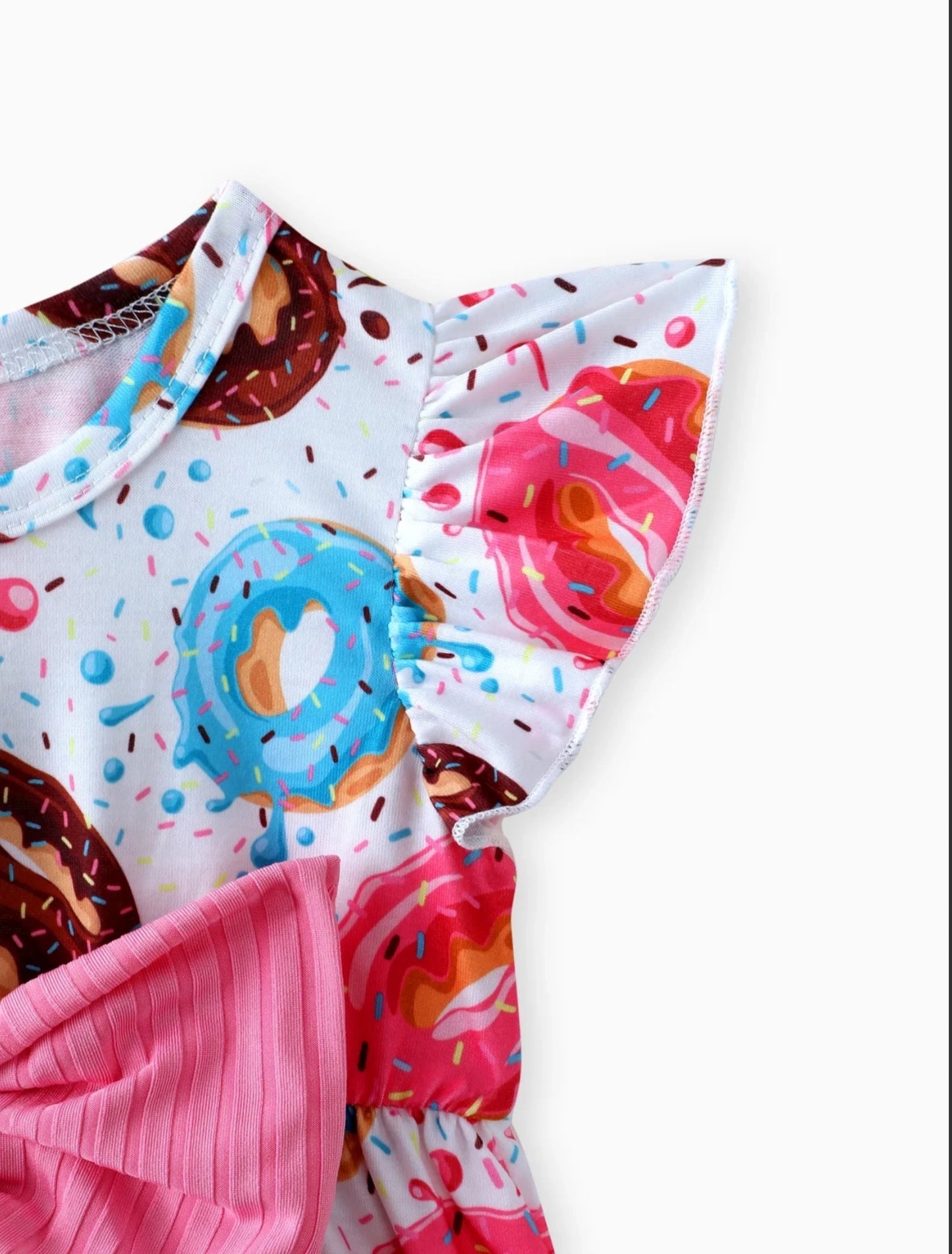 Rainbow Print Flutter-Sleeve Dress