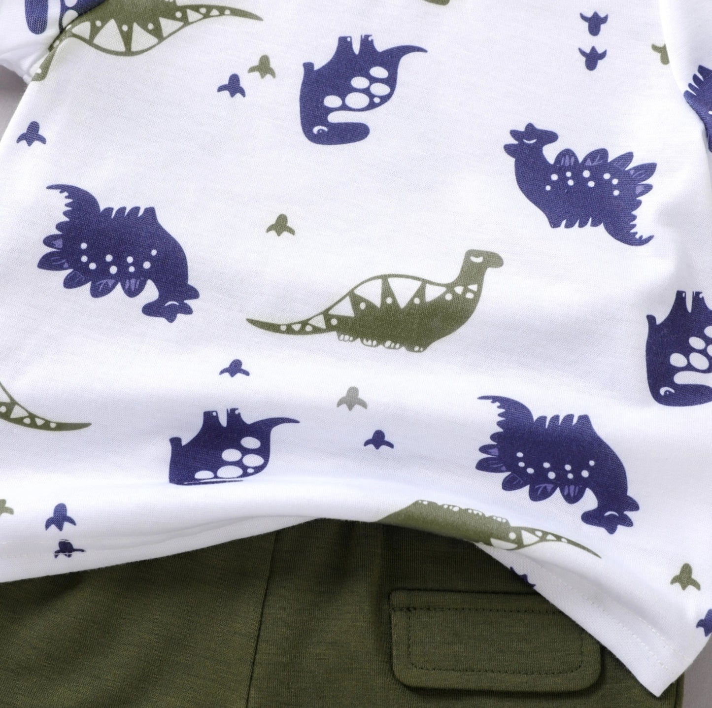 2pcs Baby Boy All Over Dinosaur Tee Shorts Set