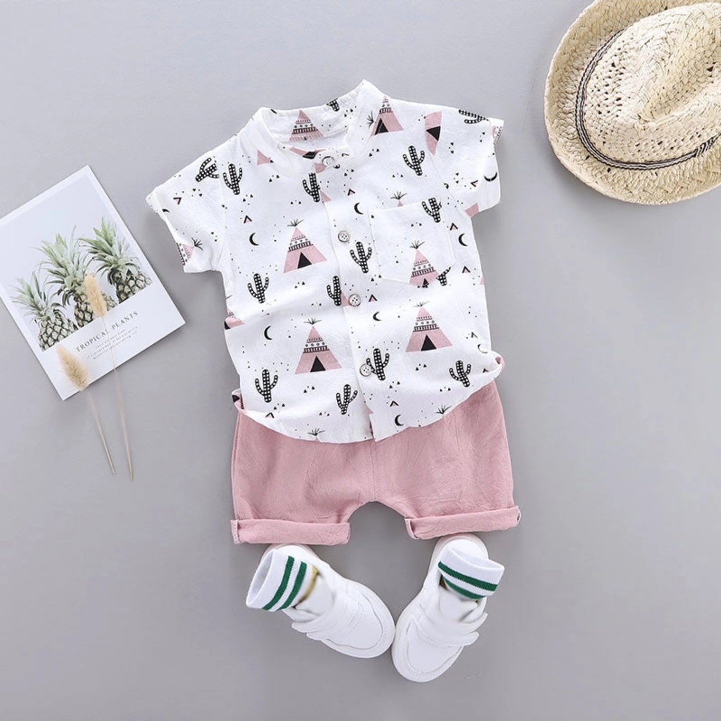 Baby Cactus Print Shirt & Pants Set