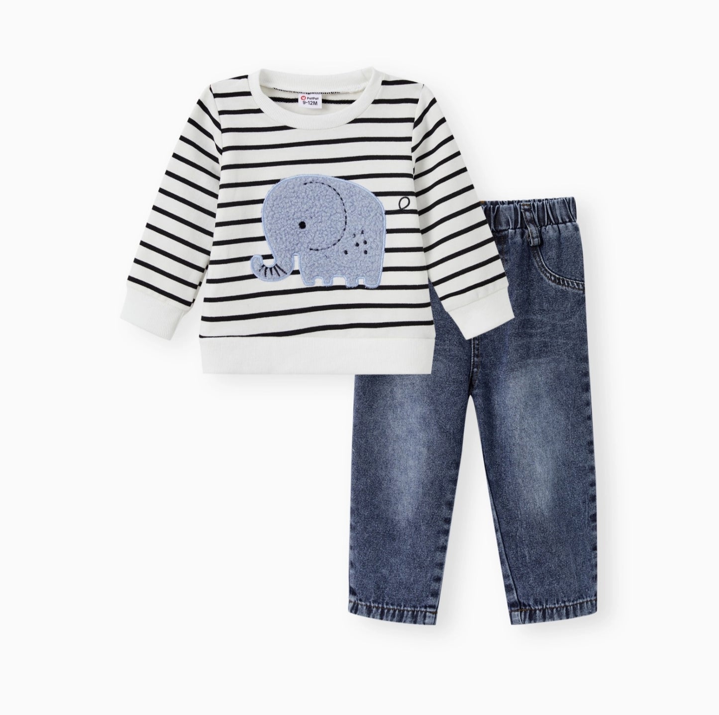 3-Pack Baby Boy Cotton Sweatshirt, Denim Jeans, Jumpsuit Set